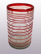  / Juego de 6 vasos grandes con espiral rojo rubí